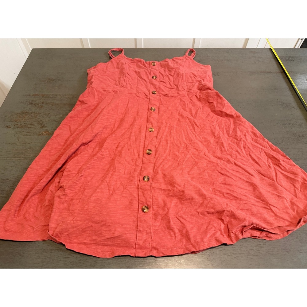 Old Navy Womens XXL Coral Pink Cotton Slub Button Front Cami Sun Dress